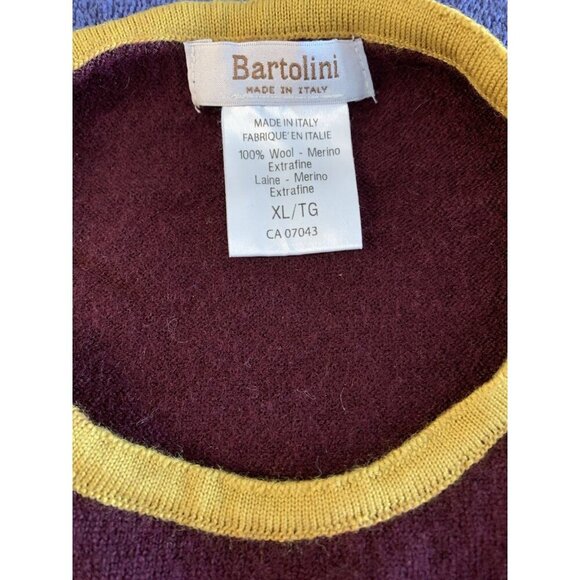 Bartolini Merino Wool Sweater Kids XL Made In Italy Burgundy Wine Red Mustard - Picture 4 of 8
